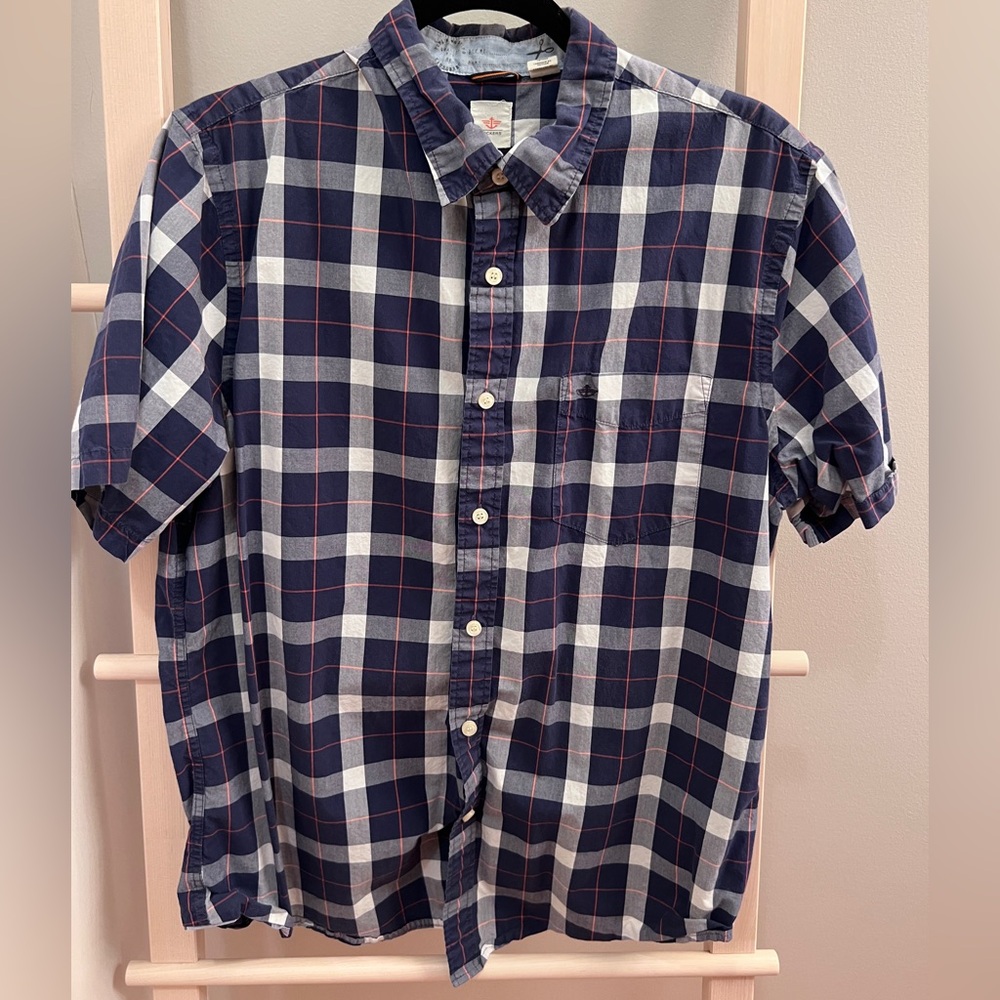 Dockers Blue and White Checkered Shirt